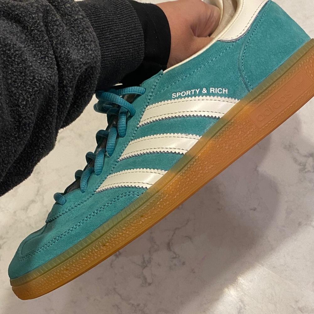 Adidas Men's Turquoise and White Sneakers - Picture 3 of 6